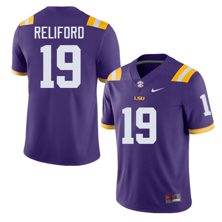 #19 Gabriel Reliford LSU Tigers Jersey,Louisiana State University Tigers Football Jersey-Purple